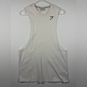 Gymshark Critical Drop Arm Tank Top Men M White Gym Workout Bodybuilding Shirt